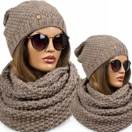 modny-komplet-damski-czapka-komin-cieply-szal-z-welna-brazowy