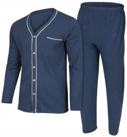 pizama-meska-rozpinana-bawelniana-dlugi-rekaw-kieszen-w-bluzie