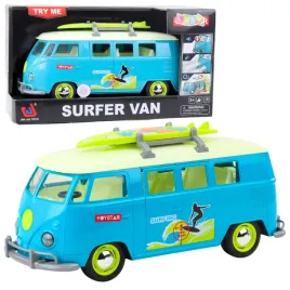 samochod-surfer-van-bus-deska-surfingowa-swiatla-dzwieki-turkusowy