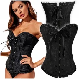 gorset-wyszczuplajacy-brzuch-talie-wiazany-koronka-gotyk-czarny