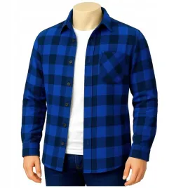 koszula-flanelowa-bawelniana-robocza-dlugi-rekaw-niebieska-polska