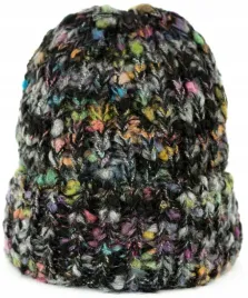 czapka-zimowa-damska-multicolor-boucle-gruba-beanie-czarny