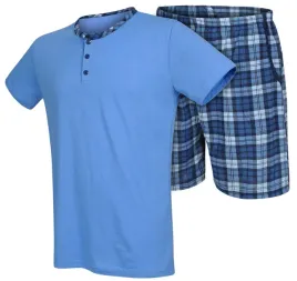 bawelniana-pizama-meska-krotki-rekaw-krotkie-spodnie-kieszenie-krata