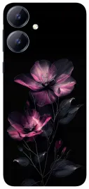 etui-case-do-realme-note-60-kwiaty-czarne-wzory