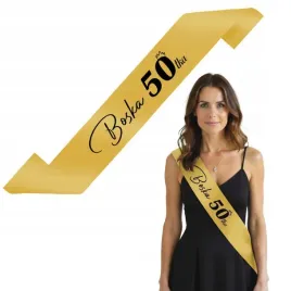 szarfa-urodzinowa-zlota-napis-boska-50-tka-dodatek-na-50-urodziny