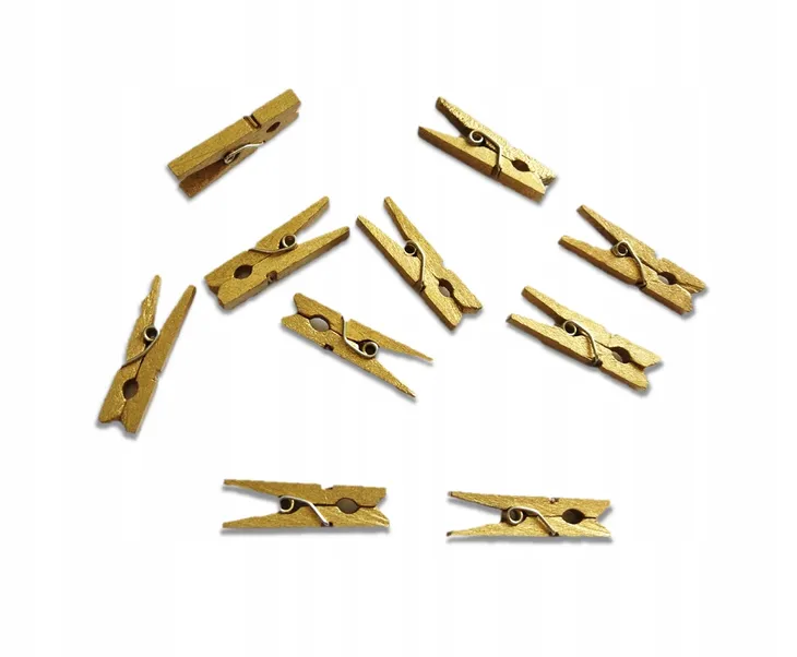 MINI KLAMERKI SPINACZE OZDOBNE ZŁOTE 10SZTUK 25MM