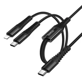 kabel-2w1-usb-c-do-usb-c-lightnig-hoco-1m-x123-solidny-mocny-uniwersalny