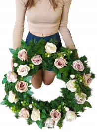 stroik-wiazanka-okragla-kompozycja-na-grob-cmentarz-sztuczne-kwiaty-szarfa