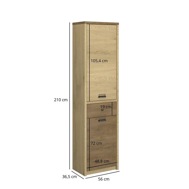 denzel-regal-2d1s-dab-cremona-dab-lefkas-wysokosc-mebla-210-cm