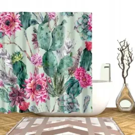 zaslona-prysznicowa-motyw-kwiatow-i-kaktusow-dekoracyjna-180x180cm-premium