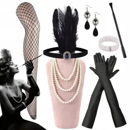 przebranie-karnawal-cygaretka-wachlarz-perly-zestaw-retro-damski-lata