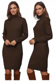 elegancka-sukienka-sweterkowa-golf-prazkowana-ciepla-brazowa-jesien