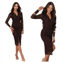 sukienka-czekoladowa-elegancka-midi-z-rozcieciem-dl-rekaw-z-siateczki