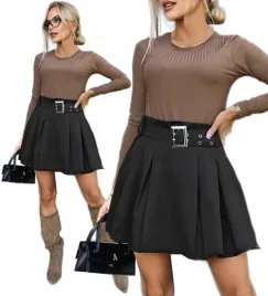 elegancka-spodnica-damska-plisowana-rozkloszowana-kontrafaldy-pasek