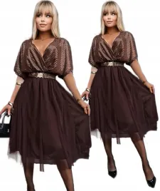 czekoladowa-elegancka-wieczorowa-blyszczaca-cekinowa-sukienka-damska