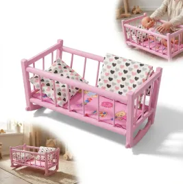 kolyska-retro-drewniana-lozeczko-rozowe-dla-lalek-posciel-w-male-serca