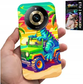 etui-do-realme-11-pro-dinozaur-w-ciezarowce-wzory-dla-dzieci