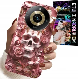 etui-do-realme-11-pro-kobiece-modne-wzory-czaszka-w-roze