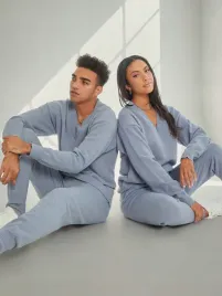shein-niebieski-dzianinowy-komplet-sweter-dekolt-v-spodnie-unisex-m-11828