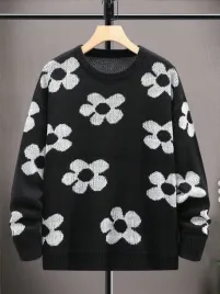 shein-czarno-bialy-wkladany-meski-sweter-w-kwiaty-casual-s-33853