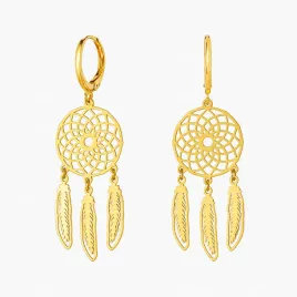 kolczyki-dreamcatcher-ii-lapacz-snow-zlote-wiszace-piorka-stal-316l-pvd