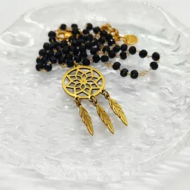 naszyjnik-dreamcatcher-black-zloty-lapacz-snow-koralikami-stal-pvd-boho