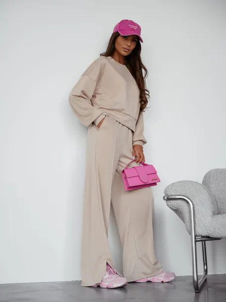 dres-damski-bezowy-basic-soft-szerokie-nogawki
