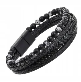skorzana-bransoletka-meska-rzemyki-koraliki-onyks-obsydian