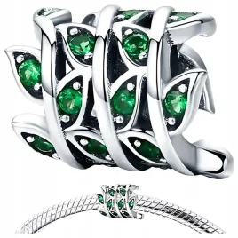 charms-zielone-listki-srebro-925-pnacze-srebrne-koralik-zawieszka