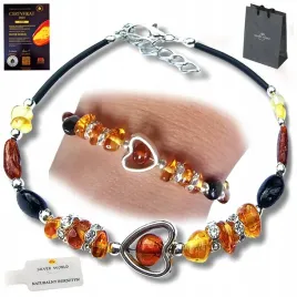 bransoletka-srebrna-z-bursztynem-serce-na-prezent-posrebrzana-stal