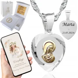 srebrny-zestaw-komunijny-lancuszek-i-medalik-pozlacana-pasyjka-45-cm