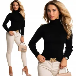 wygodny-elastyczny-kobiecy-dopasowany-sweter-prazek-z-golfem-czarny