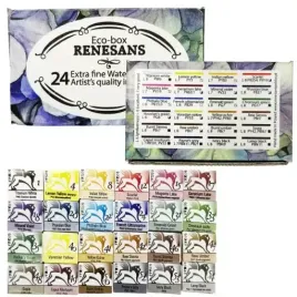 renesans-zestaw-akwareli-w-polkostkach-eco-box-24-kolory
