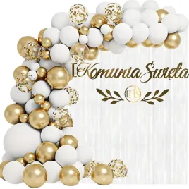 girlanda-balonowa-biala-zlota-dekoracje-na-komunie-ihs-komunia-balony