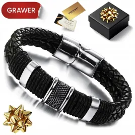 skorzana-bransoletka-meska-czarna-srebrna-grawer-na-prezent-dla-taty