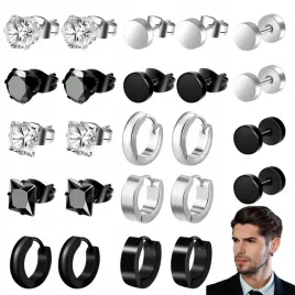 kolczyki-meskie-stal-chirurgiczna-12-par-czarne-srebrne-kolka-cyrkonie