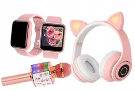 rozowy-smartwatch-w-komplecie-3w1-z-mikrofonem-do-karaoke