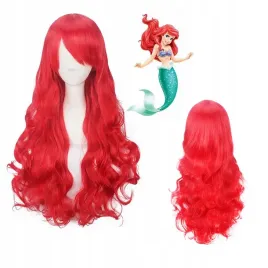 peruka-mala-syrenka-arielka-wlosy-stroj-czerwona