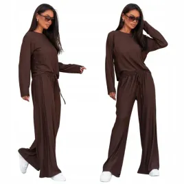 komplet-damski-z-wiskozy-luzna-bluzka-szerokie-spodnie-czekoladowy