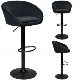 hoker-barowy-tapicerowany-welurowy-krzeslo-obrotowe-z-regulacja-czarne