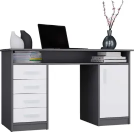 biurko-biurowe-125cm-antracyt-bialy-4-szuflady-szafka-loft-nowoczesne