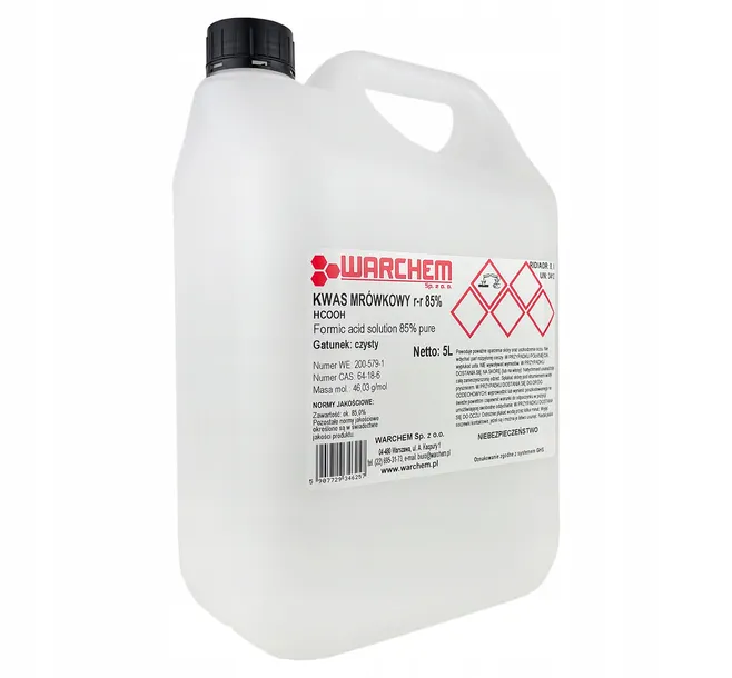 KWAS MRÓWKOWY 85% czysty Warchem 5L 5000 ml roztwór kwasu mrówkowego Baniak