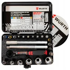 wurth-zestaw-kluczy-nasadowych-1-4-23-elementy-grzechotka-bity