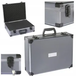 Zdjęcie produktu Walizka UNIWERSALNA narzędziowa ALUMINOWA wkład WZMOCNIONA 42x32x14cm klucz
