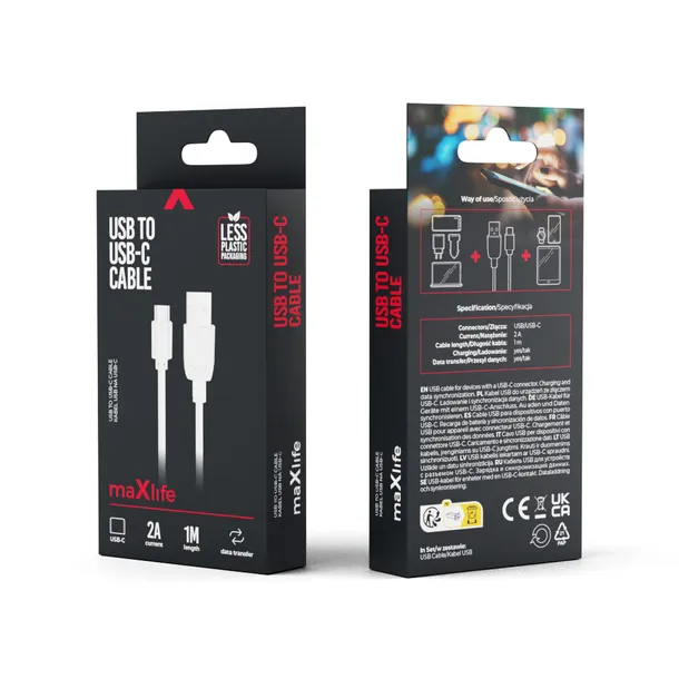 maxlife-kabel-usb-usb-c-10-m-2a-bialy