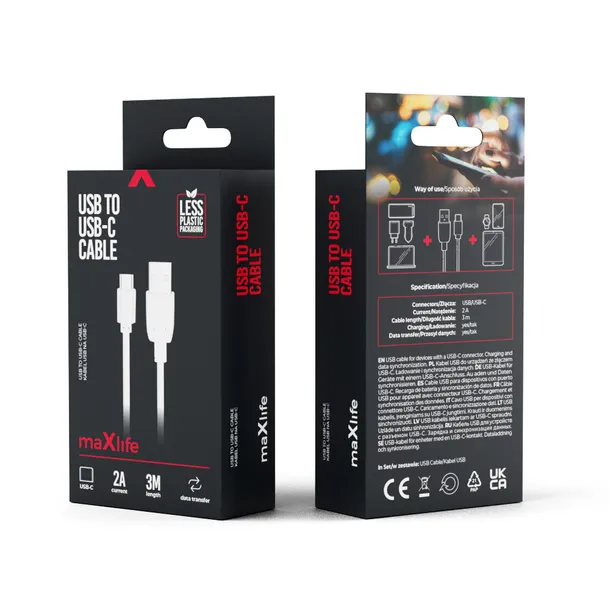 maxlife-kabel-usb-usb-c-30-m-2a-bialy