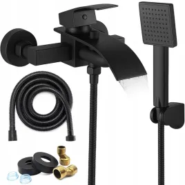 czarna-bateria-wannowa-scienna-z-zestawem-waz-sluchawka-uchwyt