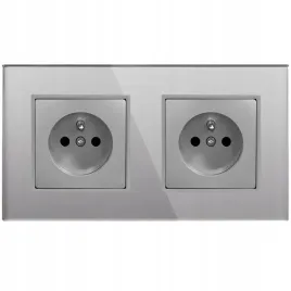 gniazdo-gniazdko-podwojne-szare-szklane-z-bolcem-kontakt-szklo-premium