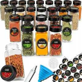24x-szklane-pojemniki-na-przyprawy-sloiczki-144-naklejki-lejek-sloiki