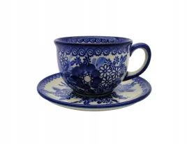 filizanka-boleslawiec-ze-spodkiem-200-ml-kwiaty-porcelana-recznie